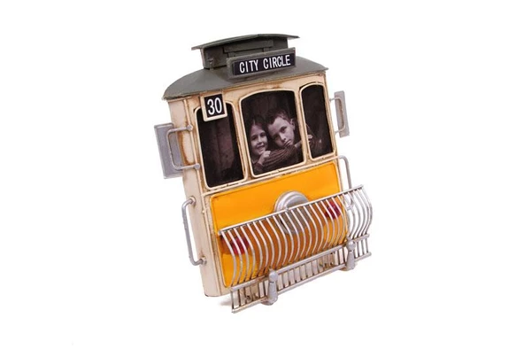 Dekoratif Metal Çerçeve Tramvay Temalı Vintage Hediyelik - 2