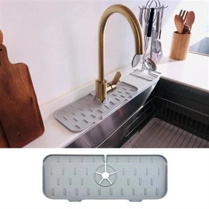 BUFFER® Lavabo İçin Silikon Esnek Mat Musluk Sapı Damlama Tutucu Raf Mutfak Tezgahı Sıçrama Koruma