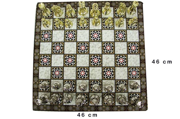Satranç Taşı Zamak Kutulu Satranç Takımı Seti Hediyelik - 5