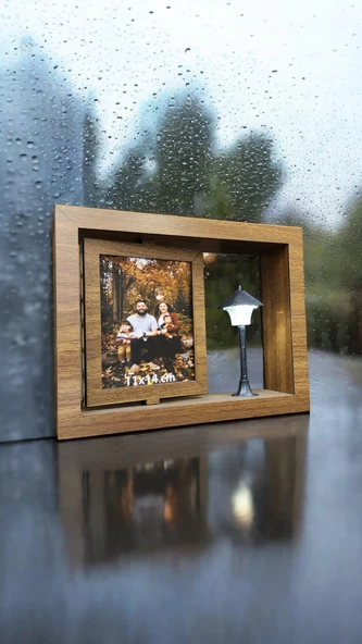 SOKAK LAMBALI IŞIKLI AHŞAP KUTU FOTOĞRAF ÇERÇEVESİ 1 ADET 10X15 FOTOĞRAF HEDİYE - 5