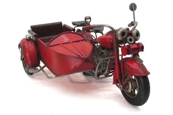 Dekoratif Metal Motosiklet Sepetli Vintage Dekoratif Hediyelik