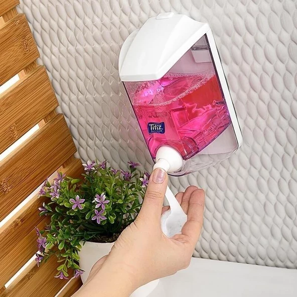 Titiz TP-293 Hazneli Sıvı Sabunluk - Sıvı Sabun Dispenseri - Şampuan Aparatı - 1000 Ml. - Şeffaf - 3