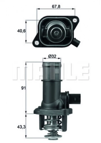 TERMOSTAT 105° A3 CORDOBA IBIZA III OCTAVIA BORA GOLF IV POLO 1.6 - MAHLE TI16105