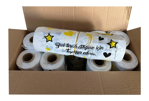 Arma Gülen Yüz Baskılı Rulo Şeffaf Market Poşet Torba -Atlet Poşet -Küçük Boy - 200 Adetlik 10 Rulo - 2