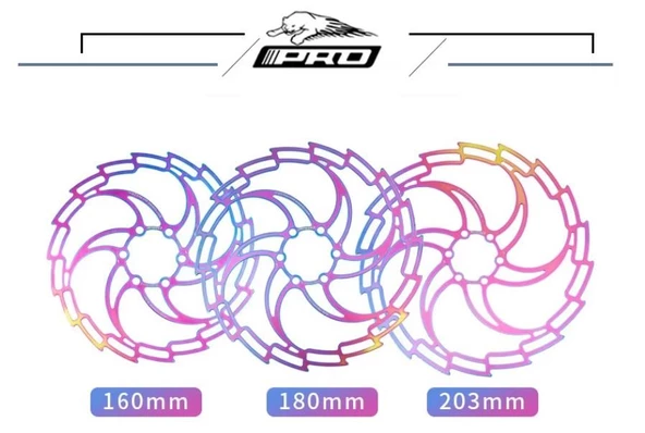PRO 160 mm Bukalemun Rotor Bisiklet Disk Fren Rotoru 160mm 6 Vida MTB Ultra Hafif Rainbow Rotor - 8