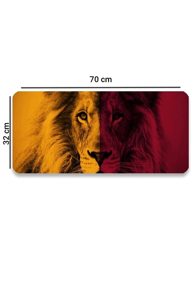 SonicTouch Sarı Kırmızı Aslan Temalı Kaymaz Gaming Oyuncu Masaüstü Dikişsiz Klavye Mouse Pad 32x70Cm - 2
