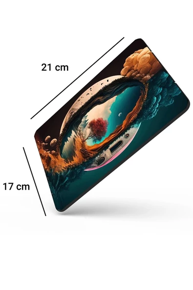 SonicTouch Ay ve Ağaç Temalı Kaydırmaz Gaming Oyuncu Dikişsiz Mavi Turuncu Mouse Pad/Ped 17x21cm - 2