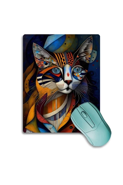 SonicTouch Dragon Li Kedi Figürlü Rengarenk Kaydırmaz Gaming Oyuncu Dikişsiz Mouse Pad/Ped 17x21cm