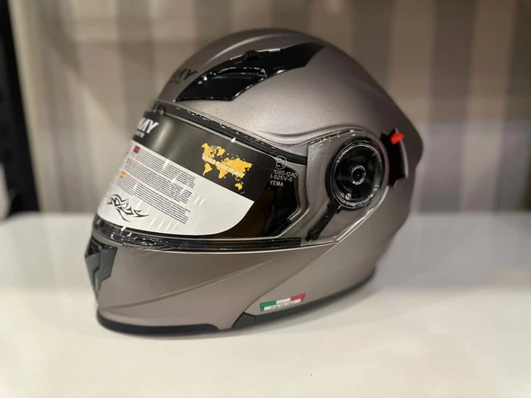 KASK SWAY 926 MAT TİTANYUM ÇENE AÇILIR