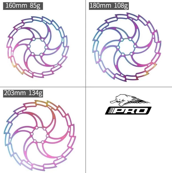 PRO 160 mm Bukalemun Rotor Bisiklet Disk Fren Rotoru 160mm 6 Vida MTB Ultra Hafif Rainbow Rotor - 5
