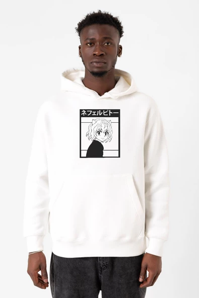 Hunter x Hunter Anime Neferpitou Beyaz Erkek 3ip Kapşonlu Sweatshirt
