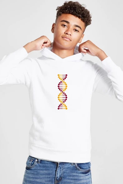 Sarı Kırmızı Dna Beyaz Çocuk 3ip Kapşonlu  Sweatshirt