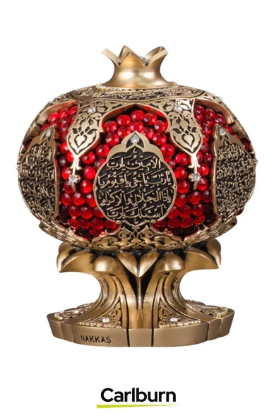 Özel Üretim Kutulu Antik Sarı Canlılık Pozitiflik Dekoratif Karınca Duası Bereket Nar Boytu Biblo - 3