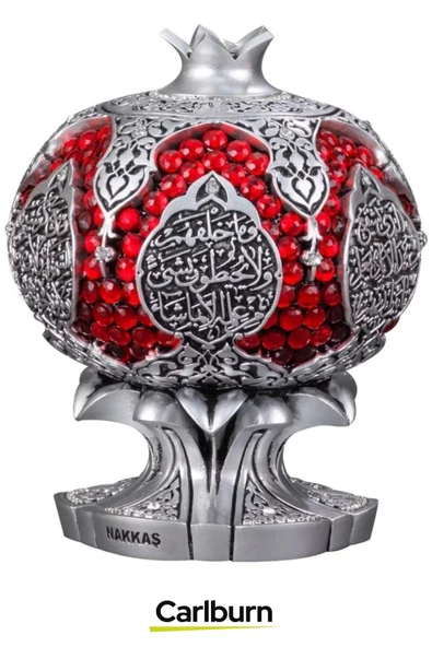 Özel Üretim Kutulu Antik Gümüş Canlılık Pozitiflik Dekoratif Ayet-el Kürsi Bereket Nar Boytu Biblo - 4