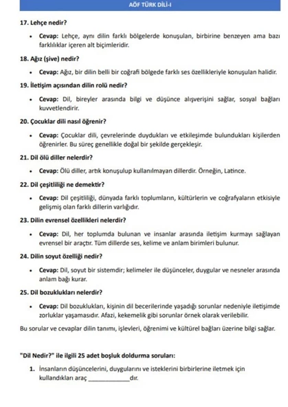 AÖF Türk Dili 1-2 Yardımcı Kitap - 2
