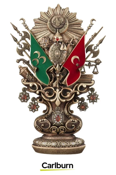 Özel Üretim Antik Sarı Dekoratif Hediyelik Osmanlı Devleti Arması Boytu - 2