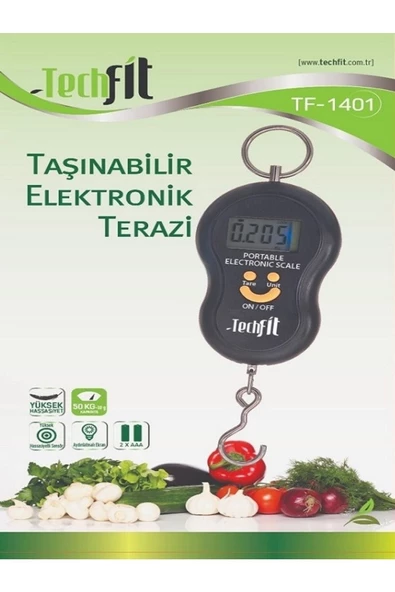 Cg İthalat Techfit Elektronik Dijital El Kantarı 50 Kg Kapasiteli Terazi Tartı 10 Gr Hassasiyet