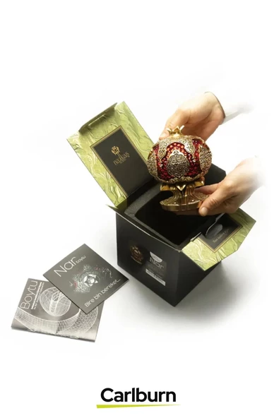 Özel Üretim Kutulu Antik Sarı Canlılık Pozitiflik Dekoratif Karınca Duası Bereket Nar Boytu Biblo - 3