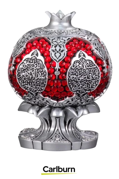 Özel Üretim Kutulu Antik Gümüş Canlılık Pozitiflik Dekoratif Ayet-el Kürsi Bereket Nar Boytu Biblo - 2