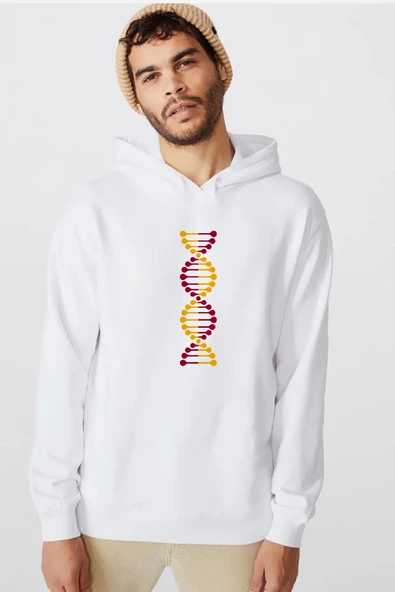 Sarı Kırmızı Dna Beyaz Erkek 3ip Kapşonlu  Sweatshirt
