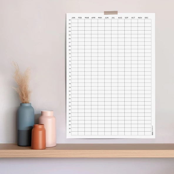 Zamansız Yıllık Planlayıcı Takvim, Sürekli Takvim, Tarihsiz Yıllık Planlayıcı Duvar Takvimi, Zamansız Takvim ürün görseli 1