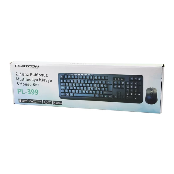 WİRELESS KABLOSUZ MULTİMEDİA  KLAVYE - MOUSE  SETİ USB NANO ALICI - 10MT KABLOSUZ PL-399 (4434) - 1