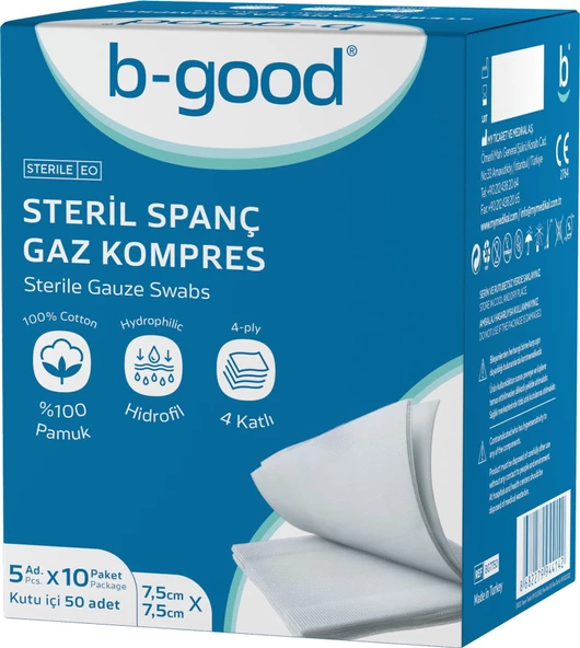 B-Good Gaz Kompress 7,5 x 7,5 cm 50'li