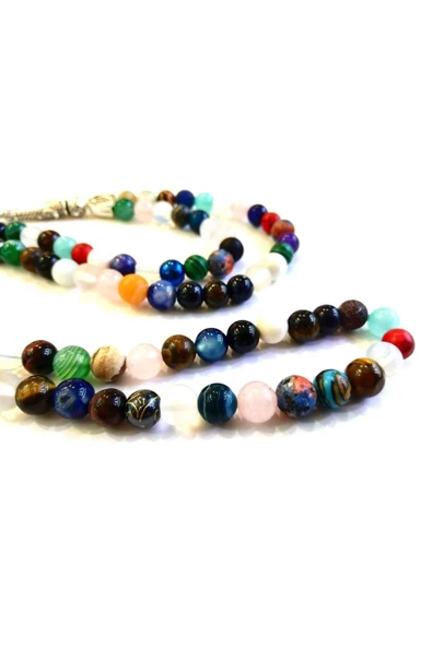 33 Karışık Doğal Taştan - 99lu Namaz Tesbih - 4