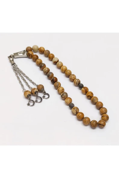 Jasper Taşı Doğal Taş Tesbih - 10 mm Küre Kesim - 4