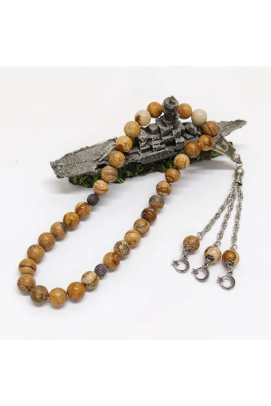 Jasper Taşı Doğal Taş Tesbih - 10 mm Küre Kesim - 5