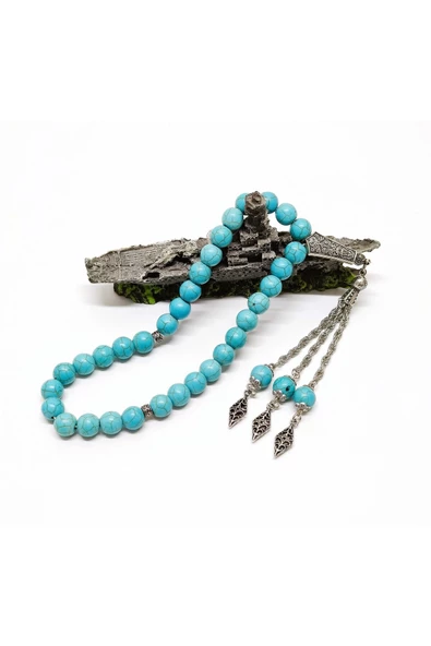 Turkuaz Firuze Doğal Taş Tesbih - 10 mm Küre Kesim - 5