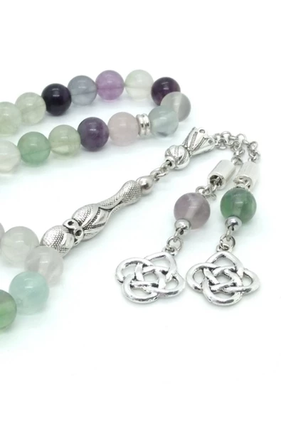 Florit Doğal Taşlı Tespih, Püskülü Kazaz Figürlü... - Resim 2