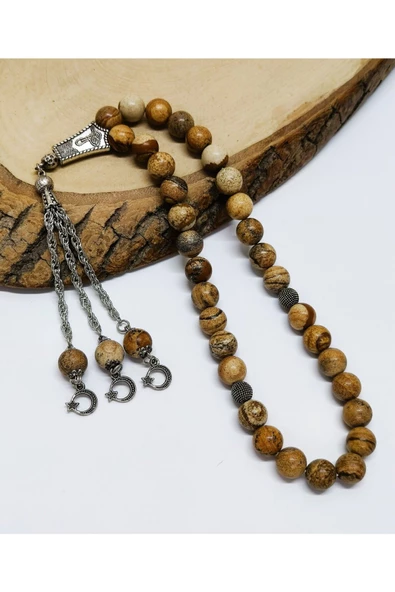 Jasper Taşı Doğal Taş Tesbih - 10 mm Küre Kesim - 6