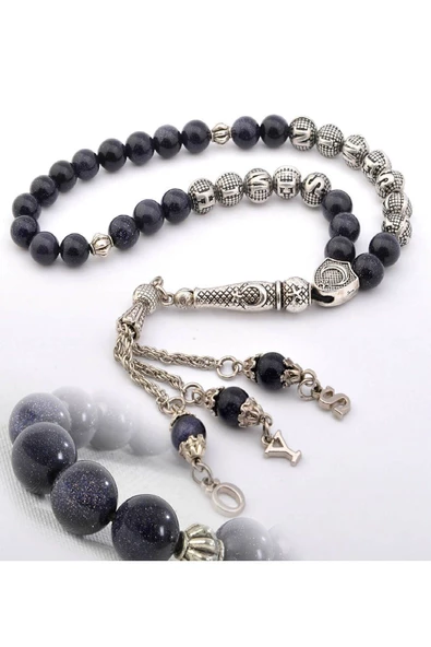 Kişiye Özel Isimli - Yıldıztaşı Doğal Taş Tesbih - 8 Mm Küre Kesim - 4