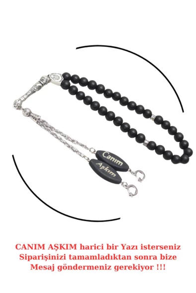 Sevgililer Günü - Kişiye Özel - Canım Aşkım - Yazılı Mat Oniks Doğal Taş Tesbih - 2