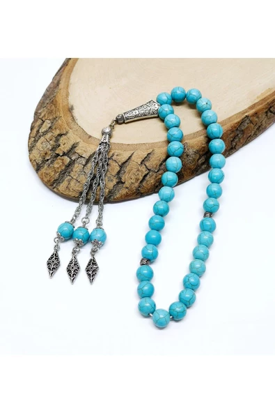 Turkuaz Firuze Doğal Taş Tesbih - 10 mm Küre Kesim - 6