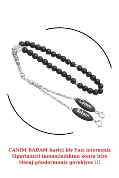 Babalar Günü - Kişiye Özel - Canım Babam - Yazılı Mat Oniks Doğal Taş Tesbih - 2