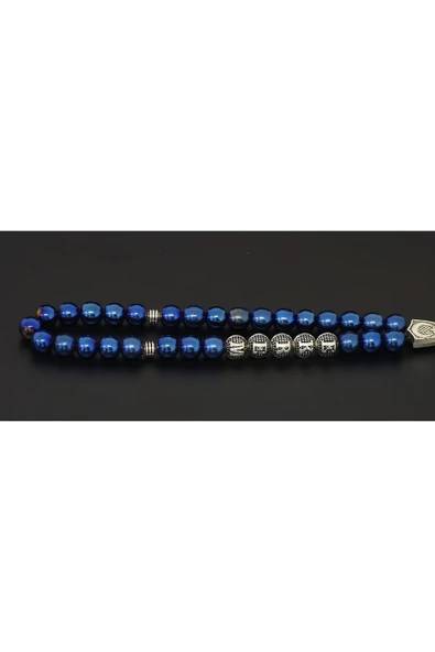 Kişiye Özel Isimli - Mavi Hematit - Doğal Taş Tesbih - 8