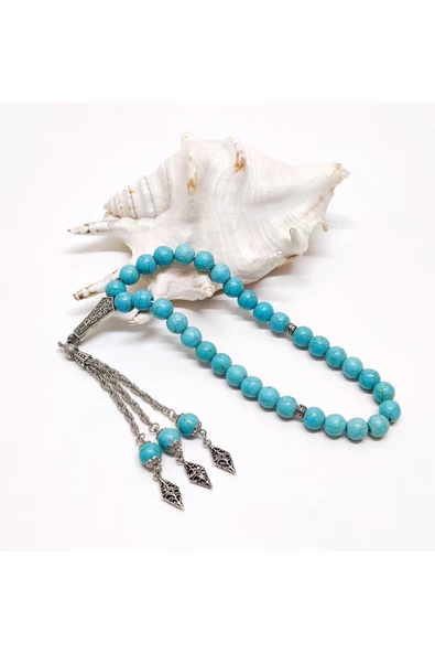 Turkuaz Firuze Doğal Taş Tesbih - 10 mm Küre Kesim - 2