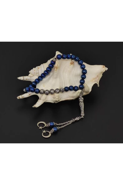 Kişiye Özel Isimli - Mavi Hematit - Doğal Taş Tesbih - 3