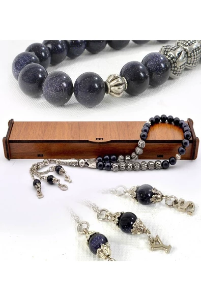 Kişiye Özel Isimli - Yıldıztaşı Doğal Taş Tesbih - 8 Mm Küre Kesim - 3