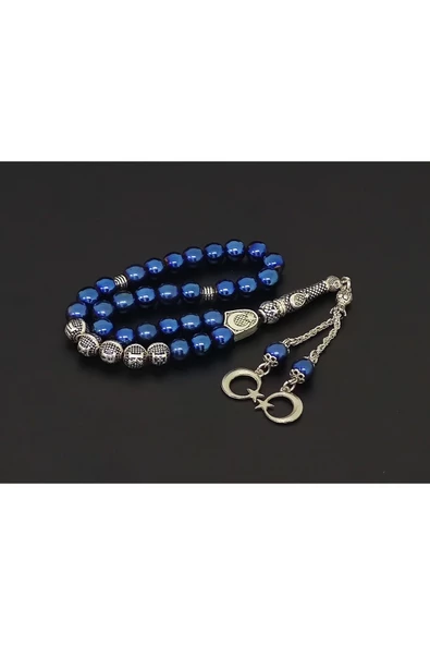 Kişiye Özel Isimli - Mavi Hematit - Doğal Taş Tesbih - 7