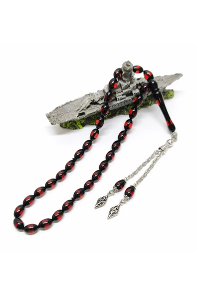 Sürmeli - Toz Kehribar Tesbih - Arpa Kesim 8 mm / 12.5 mm - Resim 4