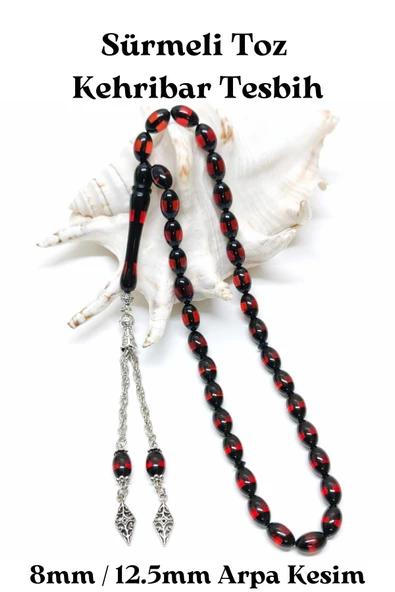 Sürmeli - Toz Kehribar Tesbih - Arpa Kesim 8 mm / 12.5 mm ürün görseli