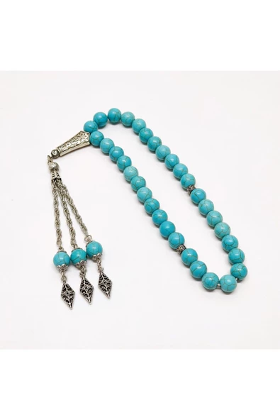 Turkuaz Firuze Doğal Taş Tesbih - 10 mm Küre Kesim - 4