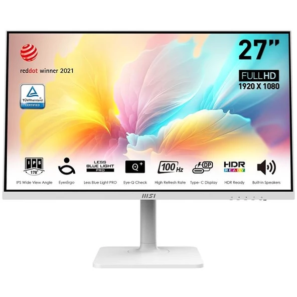 MSI 27" IPS MODERN MD2712PW 1MS 100HZ HDMI PIVOT EV OFİS MONİTÖRÜ 1920X1080 BEYAZ ürün görseli