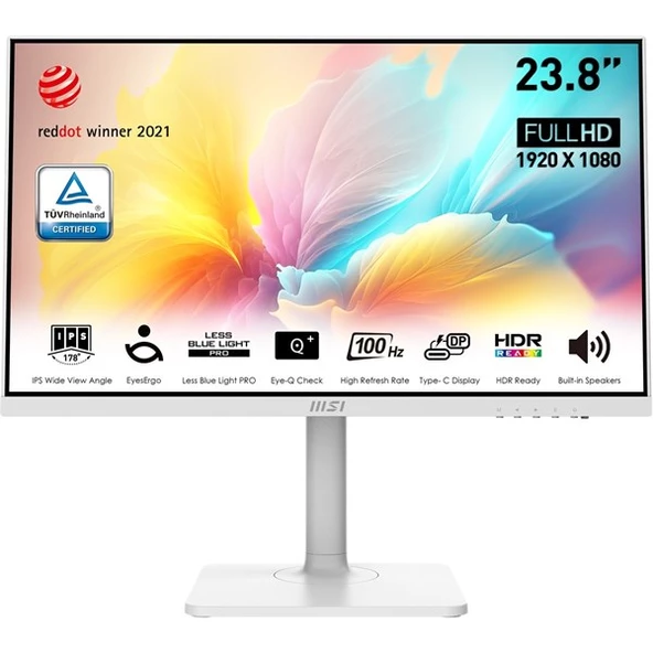 MSI 23.8" FLAT IPS MODERN MD2412PW 1MS 100HZ HDMI USBC PIVOT MONİTÖR BEYAZ