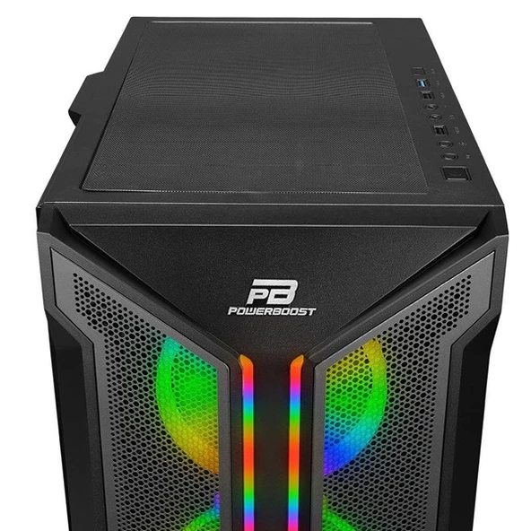 POWERBOOST VK-Z002B 4-ARGB RING FANLI GAMING MID-TOWER PC KASASI - 5