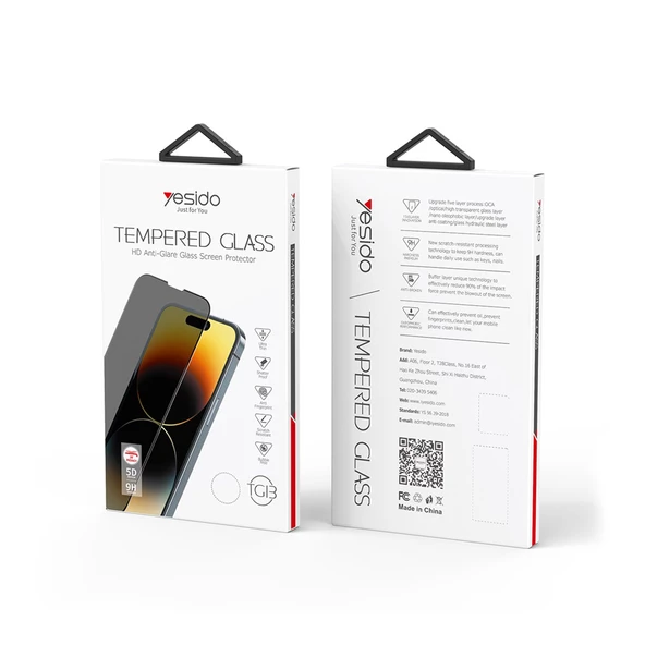 Yesido iPhone 15 Pro Max Premium 5D Privacy Hayalet Cam Ekran Koruyucu - 4