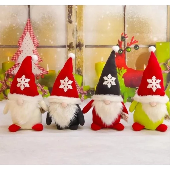 Yılbaşı Yeniyıl Dekorasyon Süsü Gnome Elf Pelüş Christmas Noel Dekorasyon Süsleri Peluş Elf Gnome Bebek LİMON YEŞİLİ - 3